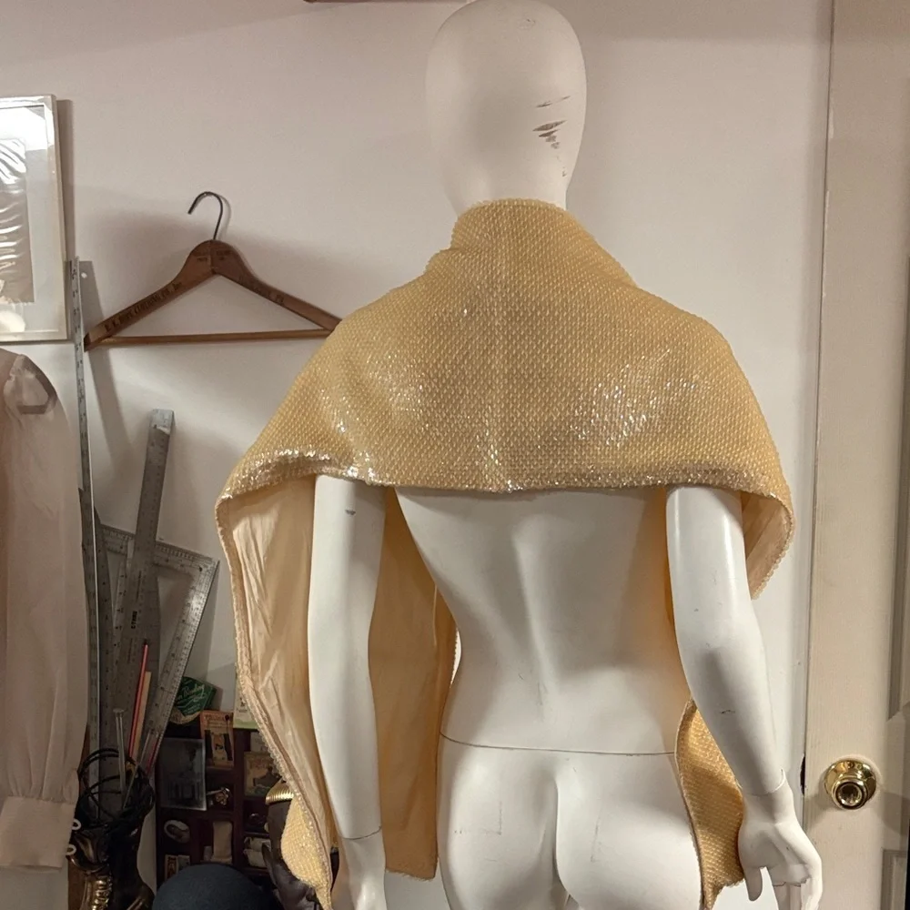 50s Cream Sequin Shawl/Scarf